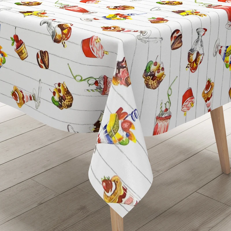 Wachstuch Tischdecke C141851 Eisbecher Gelato reto Sommer eckig rund oval