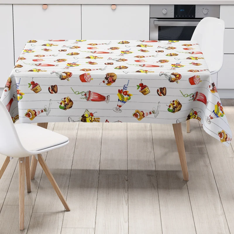 Wachstuch Tischdecke C141851 Eisbecher Gelato reto Sommer eckig rund oval