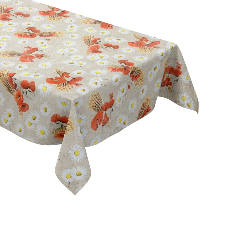 Wachstuch Tischdecke C146051 Mohn Getreide Leinen-Optik eckig rund oval