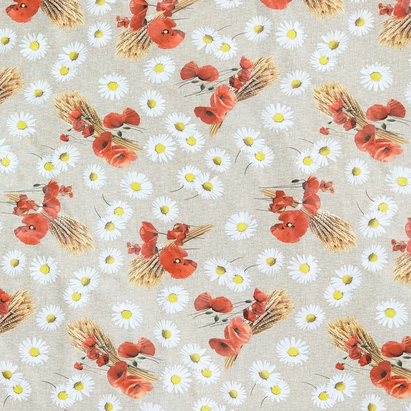 Wachstuch Tischdecke C146051 Mohn Getreide Leinen-Optik eckig rund oval