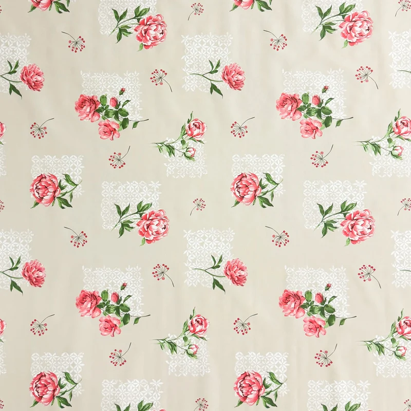 Wachstuch Tischdecke geprägt P3042-1 beige Rosen Blüten eckig rund oval