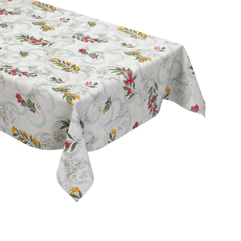 Wachstuch Tischdecke PC146-1 grün Blumen Kreise eckig rund oval Meterware