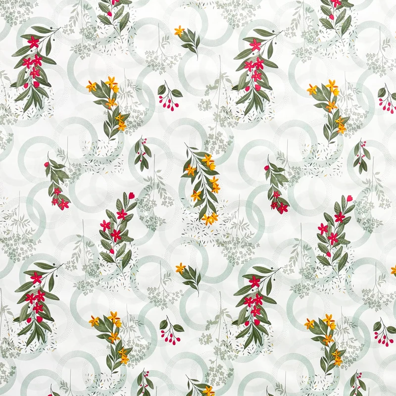 Wachstuch Tischdecke PC146-1 grün Blumen Kreise eckig rund oval Meterware