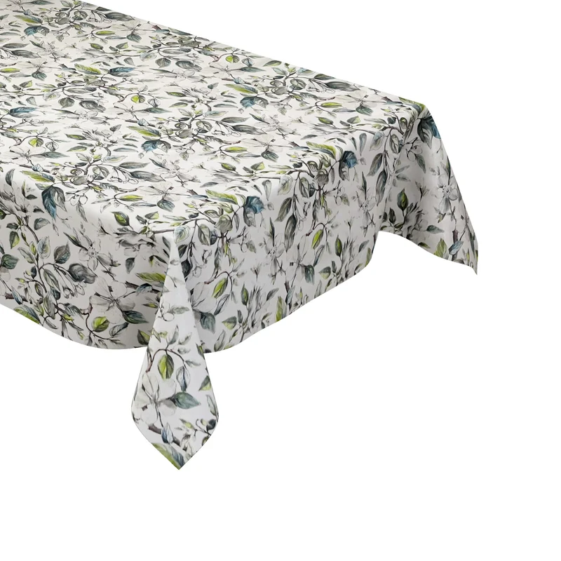 Wachstuch Tischdecke 160 cm Breite Übergröße B5062-01 Apfelblüten Blätter Äste eckig rund oval