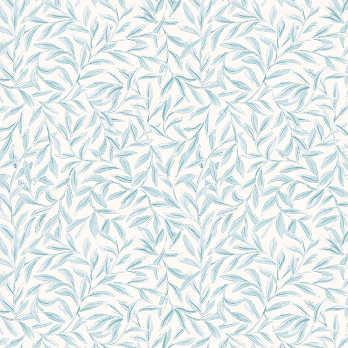 Bio Satin Leaves - hellblau 280 cm