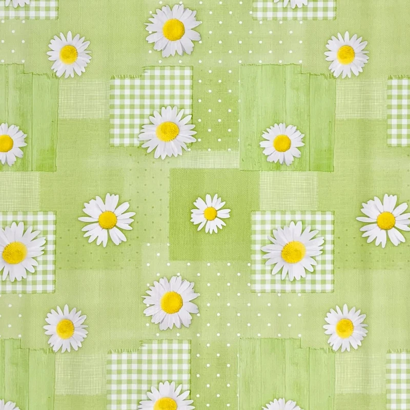 Wachstuch Tischdecke geprägt KE37020 grün Frühjahr Margeriten eckig rund oval