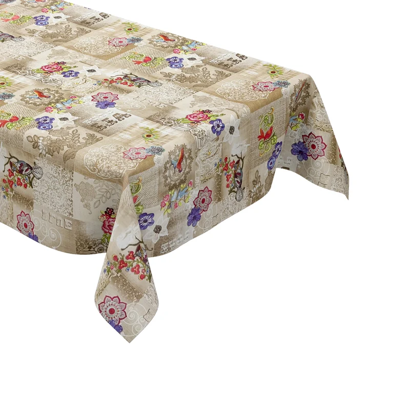 Wachstuch Tischdecke 890-5 beige Kolibri Mandala Blumen Boho eckig rund oval