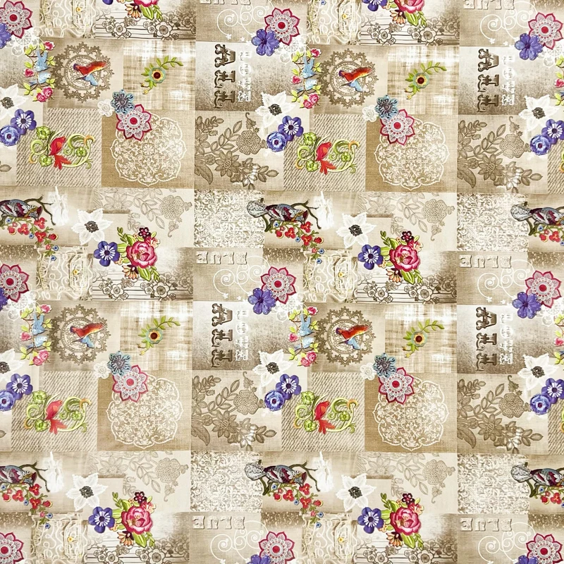 Wachstuch Tischdecke 890-5 beige Kolibri Mandala Blumen Boho eckig rund oval