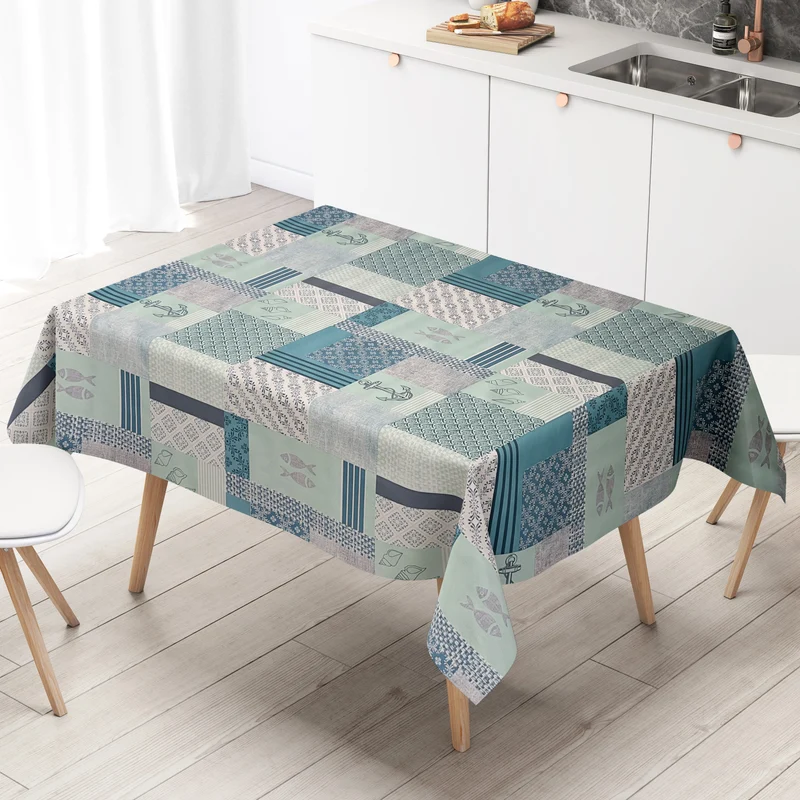 Wachstuch Tischdecke B4035-02 Maritim Anker Muscheln Fische eckig rund oval Meterware