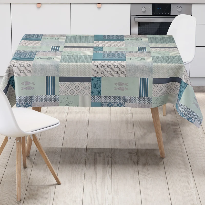 Wachstuch Tischdecke B4035-02 Maritim Anker Muscheln Fische eckig rund oval Meterware