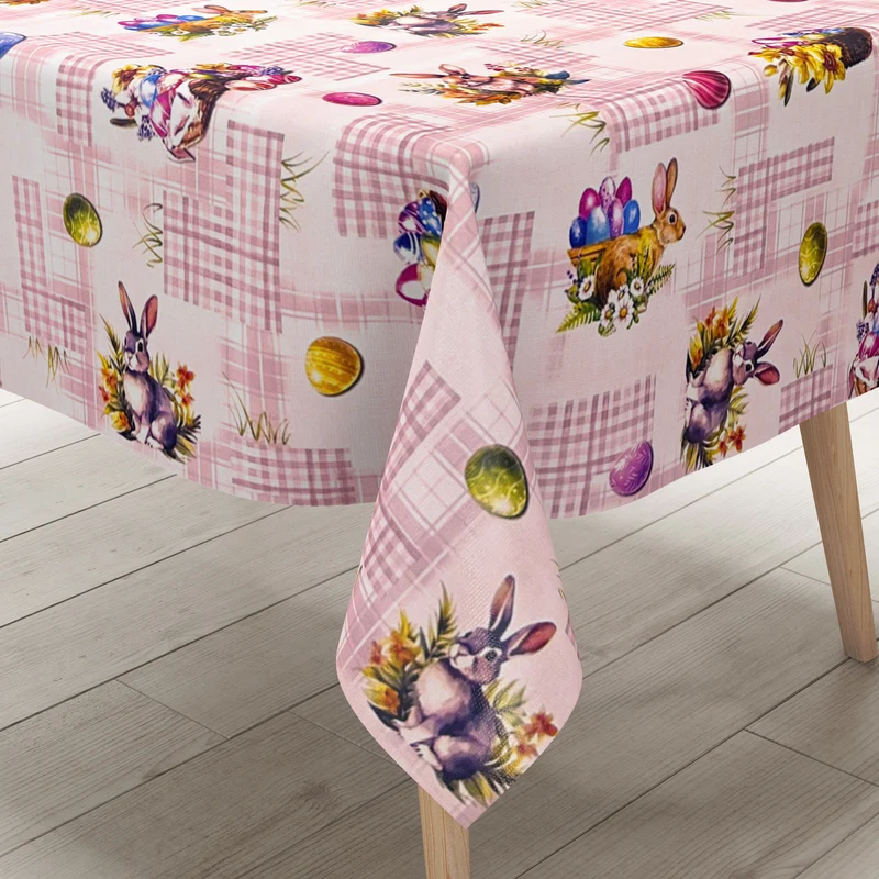 Wachstuch Tischdecke P1205-3 altrosa Ostern Ostereier Osterhase eckig rund oval