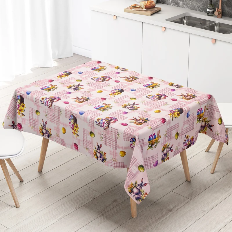 Wachstuch Tischdecke P1205-3 altrosa Ostern Ostereier Osterhase eckig rund oval