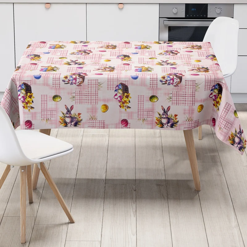 Wachstuch Tischdecke P1205-3 altrosa Ostern Ostereier Osterhase eckig rund oval