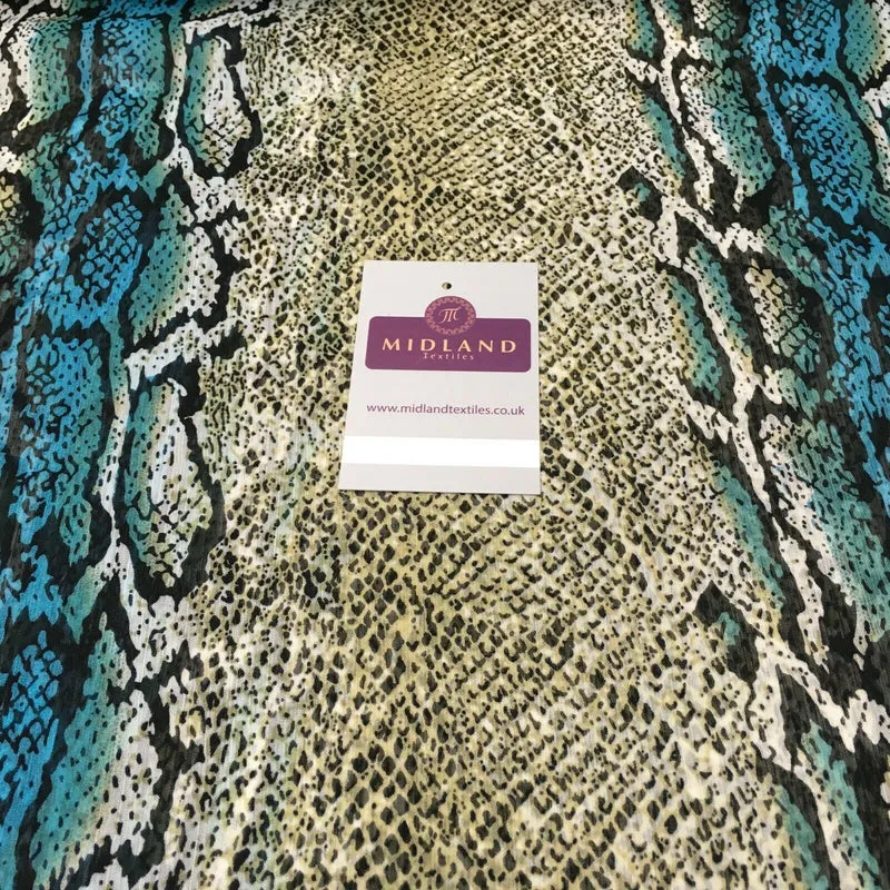 Green Animal printed Crinkle Georgette Chiffon fabric 150cm wide MK1090-13