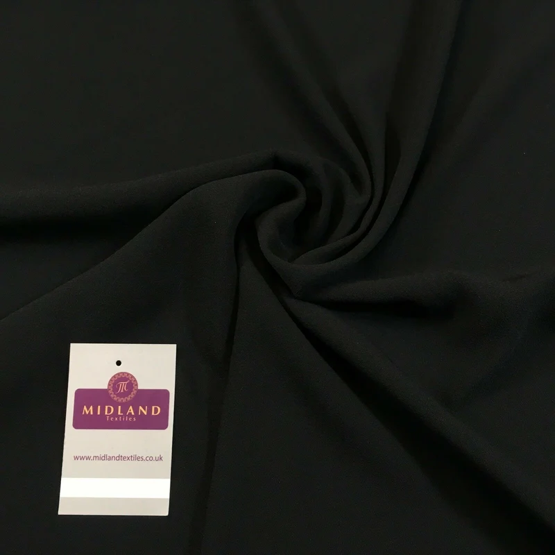 Black coarse textured plain Georgette dress fabric 58" Wide MQ1036 Mtex