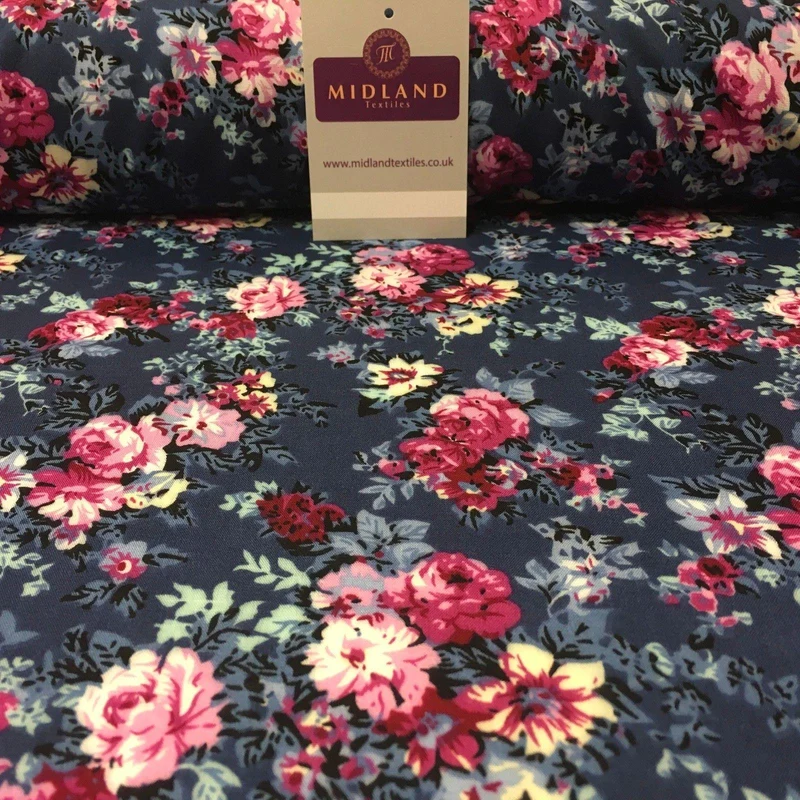 Small Floral Vintage Printed Viscose Dress Fabric 58" Wide MA1013 Mtex
