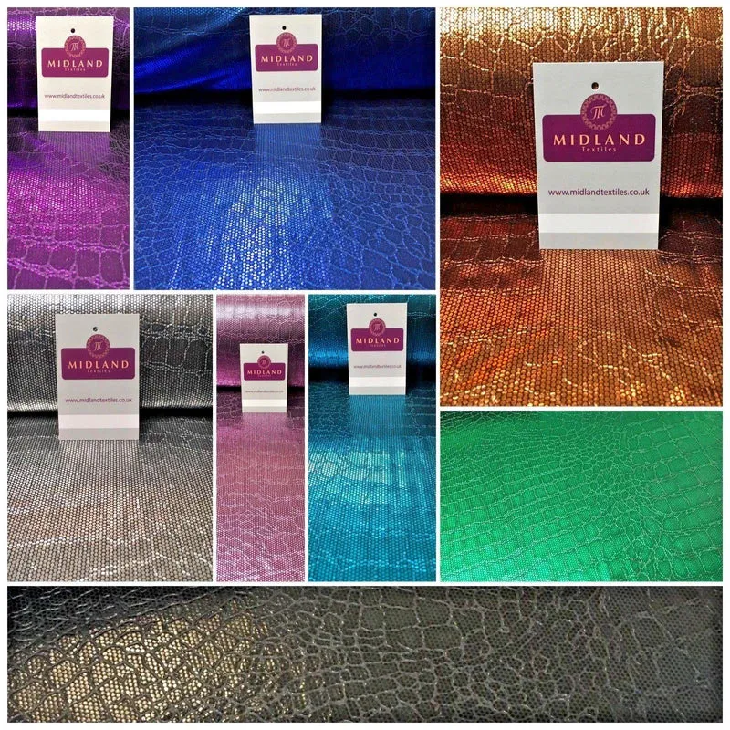 Snake Skin Embossed Metallic Jersey Foil dress fabric 58" Wide M1037 Mtex