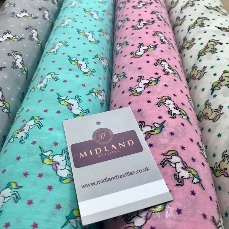 Mythical Unicorn Star Printed Polycotton Fabric 44" Wide MH973 Mtex