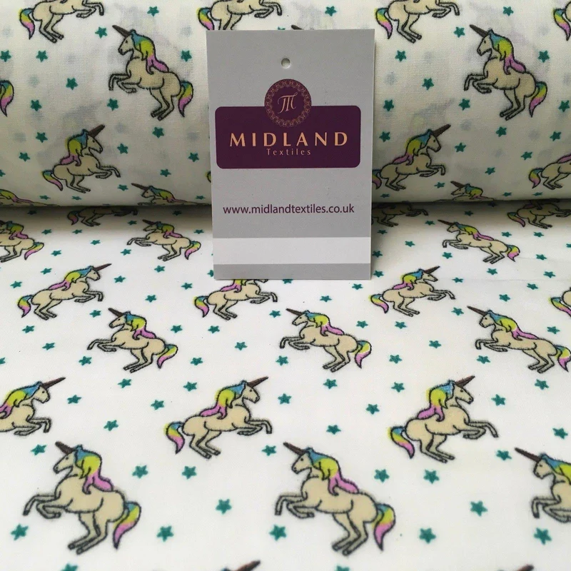 Mythical Unicorn Star Printed Polycotton Fabric 44" Wide MH973 Mtex