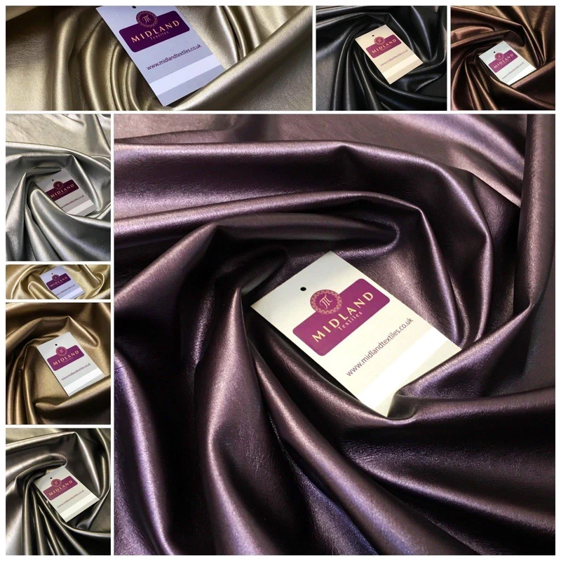Shiny Metallic 2-Way Stretch Leatherette Dress Fabric, 55in Wide, MK956