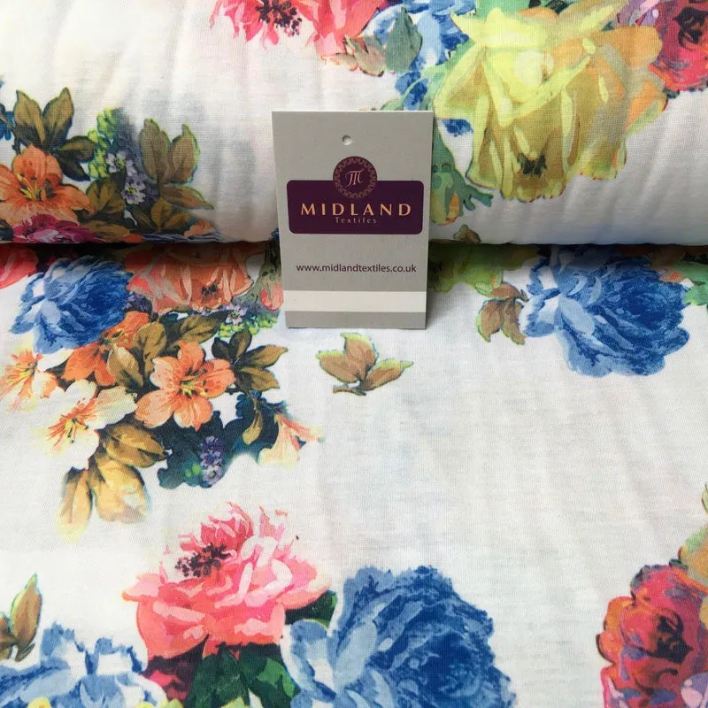 White Printed Cotton Jersey Dress Fabric 55" Wide MK923-8 Mtex