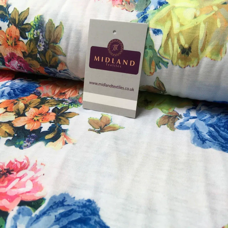 White Printed Cotton Jersey Dress Fabric 55" Wide MK923-8 Mtex