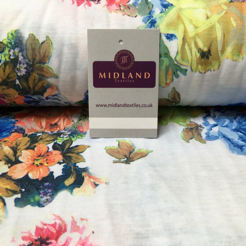 White Printed Cotton Jersey Dress Fabric 55" Wide MK923-8 Mtex