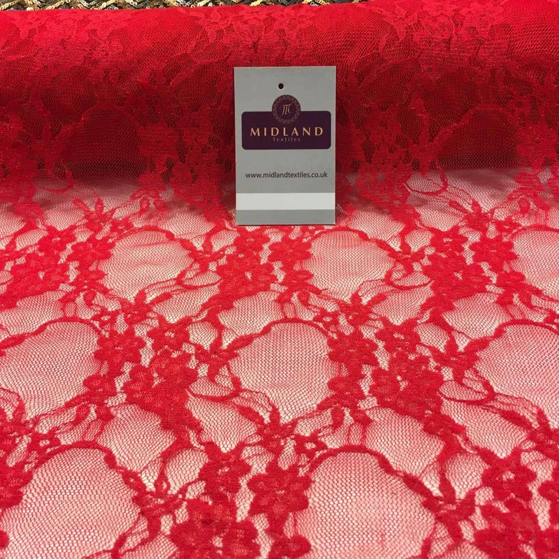Red Floral Lace wedding, evening, dress fabric 58" M186-41 Mtex