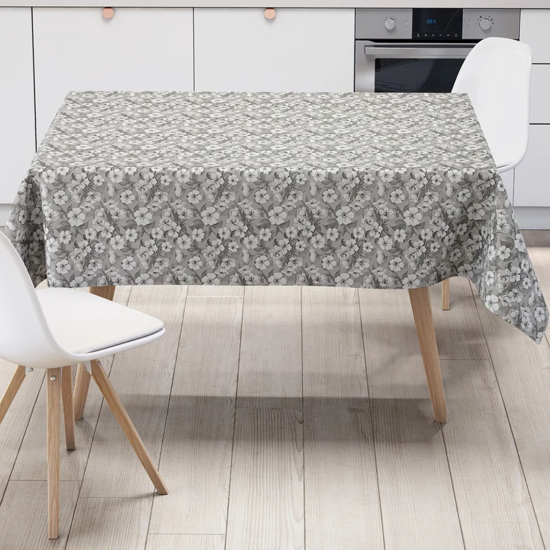 Wachstuch Tischdecke geprägt P1173-6 grau Kirschblüten Meterware eckig rund oval