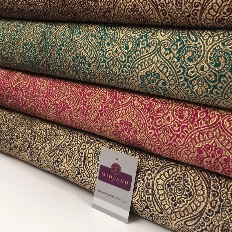 Gold Ornamental Lurex Indian Banarsi Brocade Fabric 52" Wide MA874 Mtex