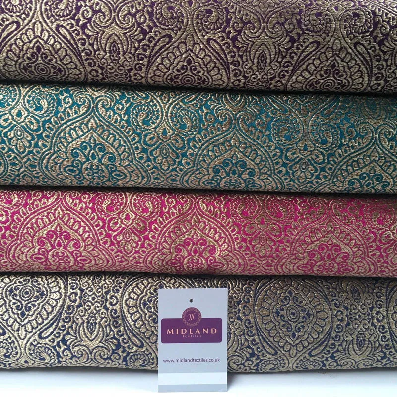 Gold Ornamental Lurex Indian Banarsi Brocade Fabric 52" Wide MA874 Mtex