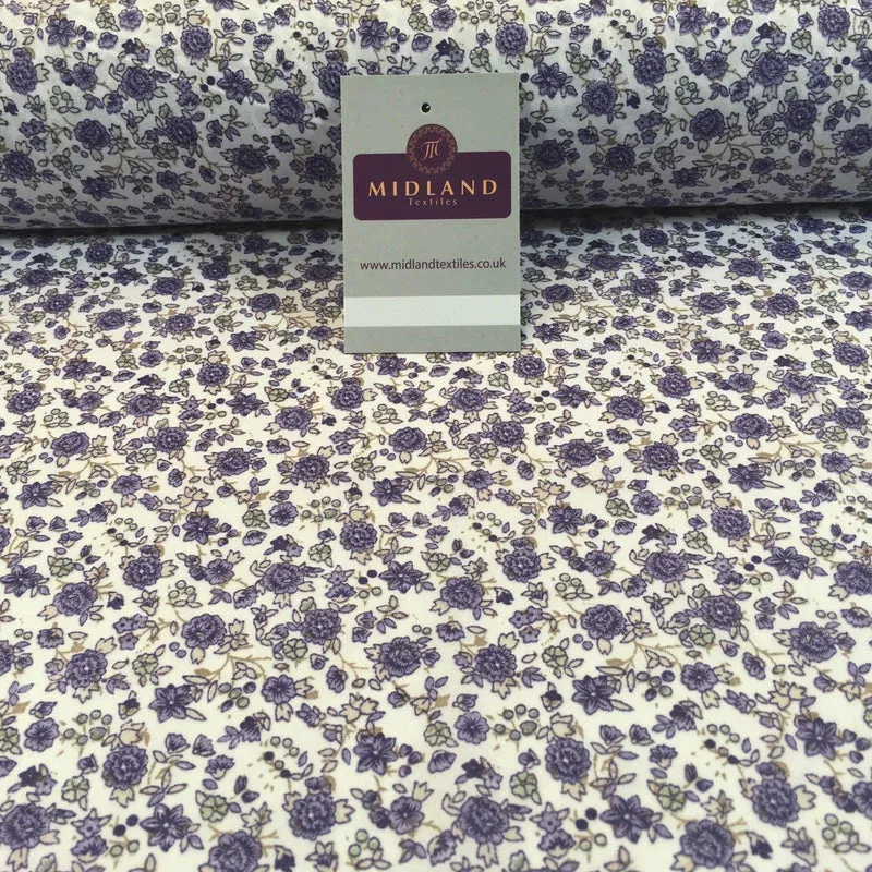 Pastel Coloured Floral Vintage soft crepe printed fabric 44" wide M760 Mtex