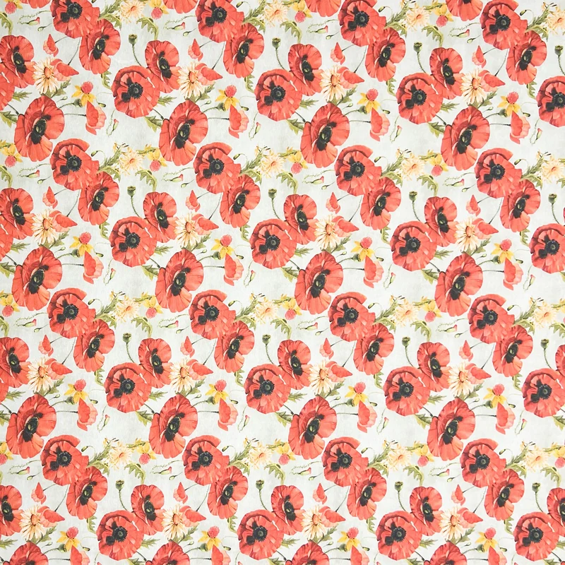 Jacquard Tischdecke aus beschichteter Baumwolle mit Fleckenschutz LAZA Mohn Blüten eckig rund oval