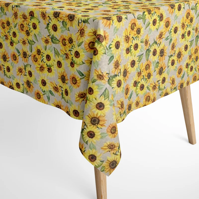 Jacquard Tischdecke aus beschichteter Baumwolle mit Fleckenschutz ROSANS Sonnenblumen eckig rund oval