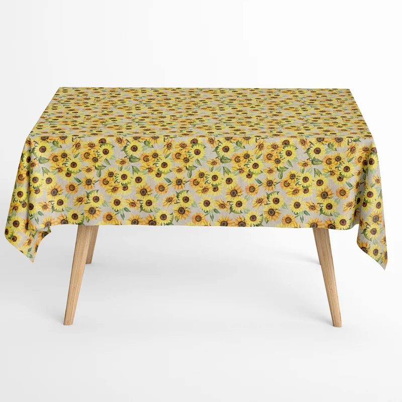 Jacquard Tischdecke aus beschichteter Baumwolle mit Fleckenschutz ROSANS Sonnenblumen eckig rund oval