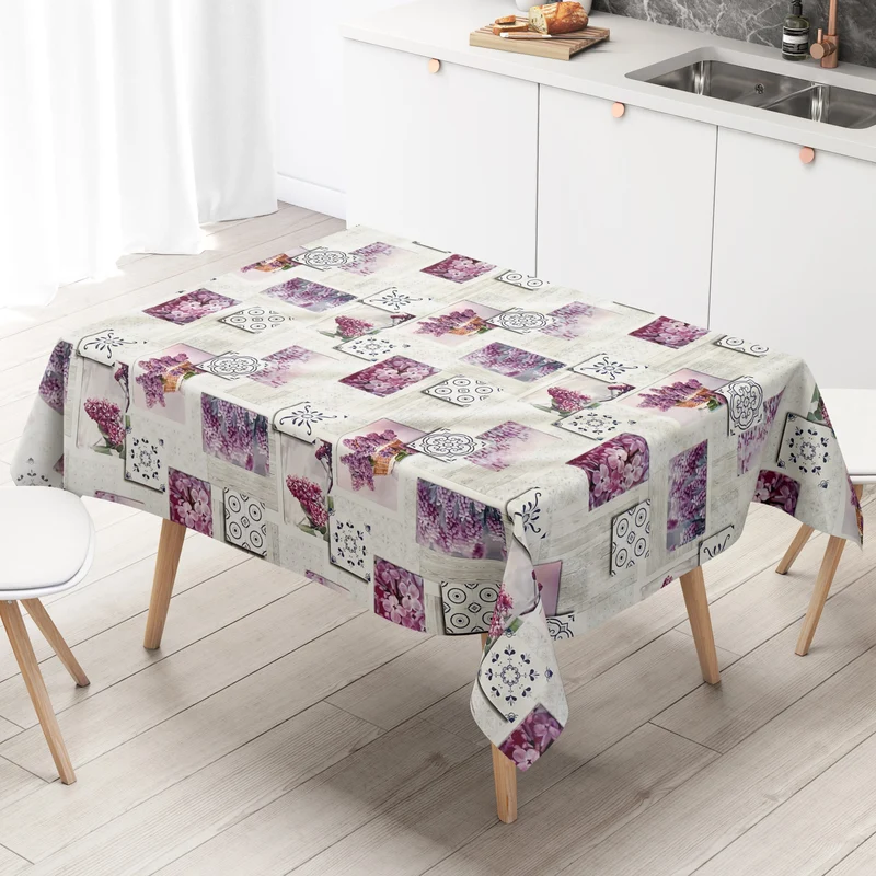 Wachstuch Tischdecke 160 cm Breite Übergröße P1081-1 Hyazinthen auf Holz Frühjahr eckig rund oval