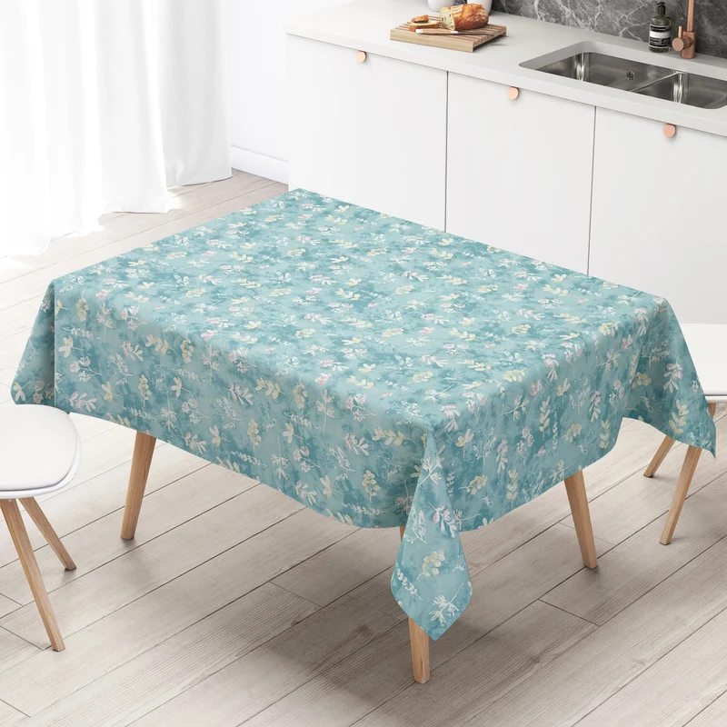 Wachstuch Tischdecke geprägt P1156-1 Herbst Blätter Laub blau Meterware eckig rund oval