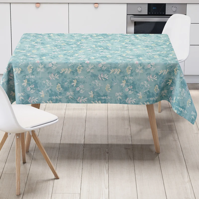 Wachstuch Tischdecke geprägt P1156-1 Herbst Blätter Laub blau Meterware eckig rund oval