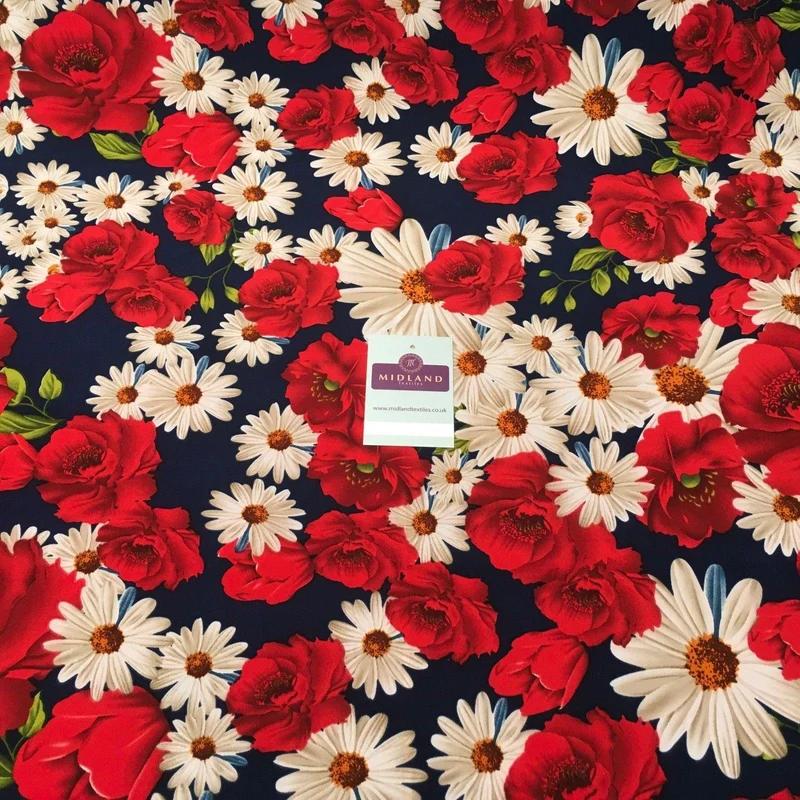 Floral Printed Peach Poly Spandex Luxury Feel dress fabric 55" Wide MD937 Mtex