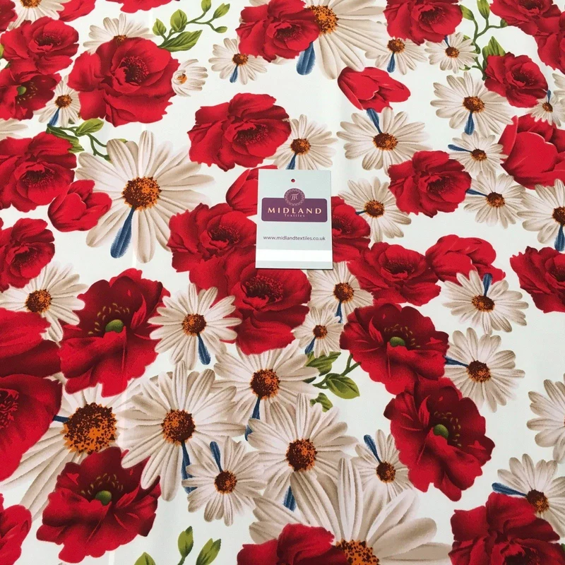 Floral Printed Peach Poly Spandex Luxury Feel dress fabric 55" Wide MD937 Mtex