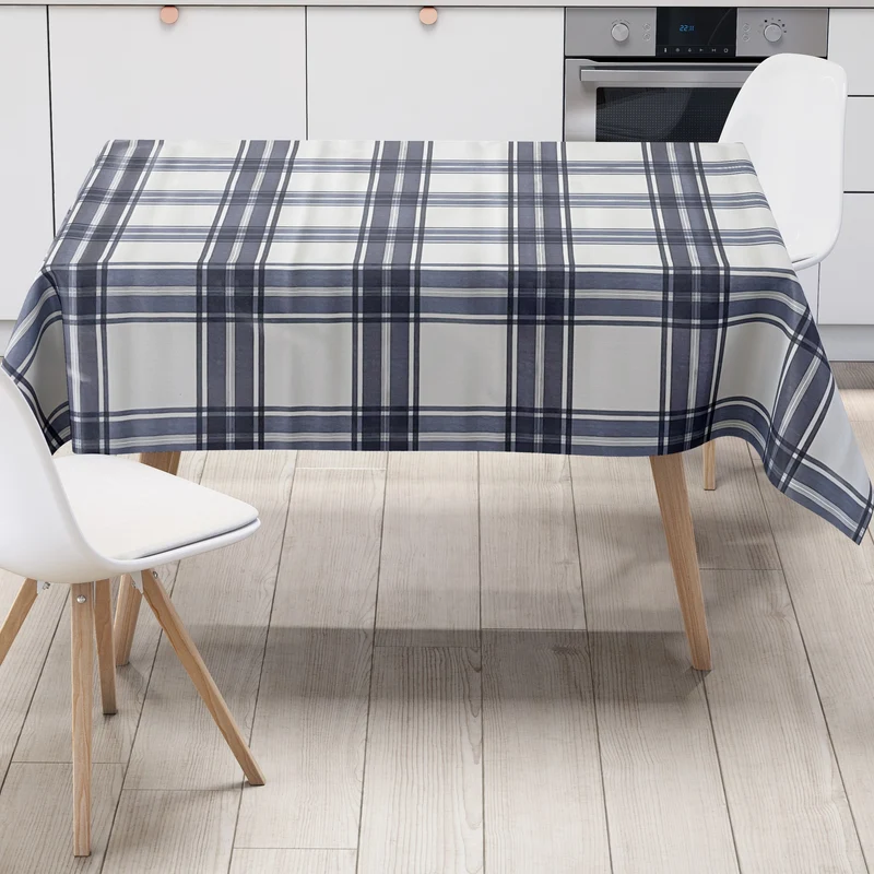 Wachstuch Tischdecke K150108 kariert blau weiss Landhaus eckig rund oval Meterware