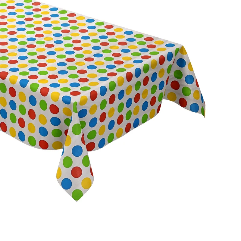 Wachstuch Tischdecke K150026 bunte Punkte auf weiss Kindergeburtstag eckig rund oval Meterware