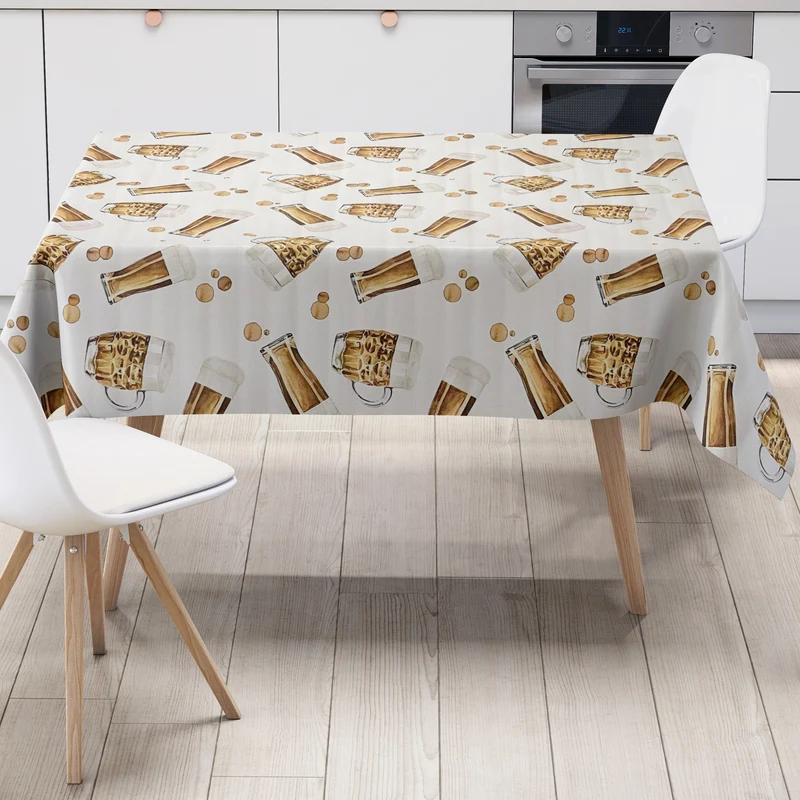 Wachstuch Tischdecke K150232 Bier Bierkrug auf weiss eckig rund oval abwischbare Wachstuchdecke