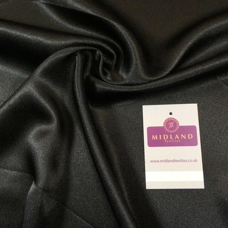 Black Plain Silky Smooth Crepe Back Satin Dress Fabric 58" Wide Mtex MJ830