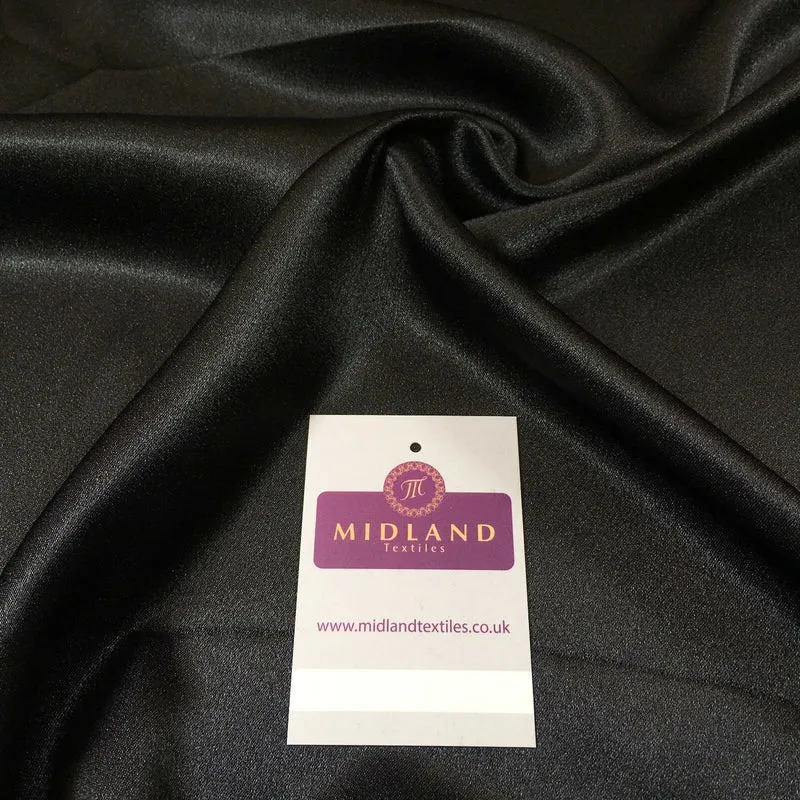 Black Plain Silky Smooth Crepe Back Satin Dress Fabric 58" Wide Mtex MJ830