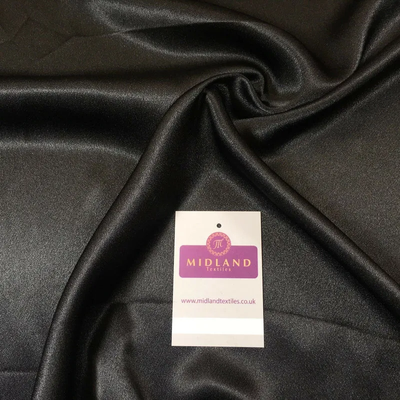 Black Plain Silky Smooth Crepe Back Satin Dress Fabric 58" Wide Mtex MJ830