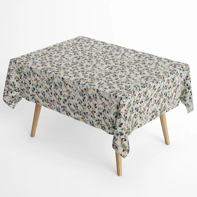 Jacquard Tischdecke aus beschichteter Baumwolle mit Fleckenschutz VERCORS Oliven mediterran eckig rund oval