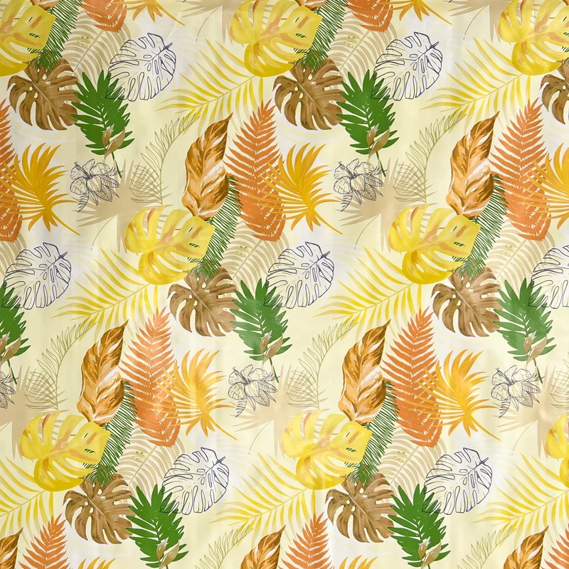 Wachstuch Tischdecke KE42620 Monstera Dschungel gelb eckig rund oval