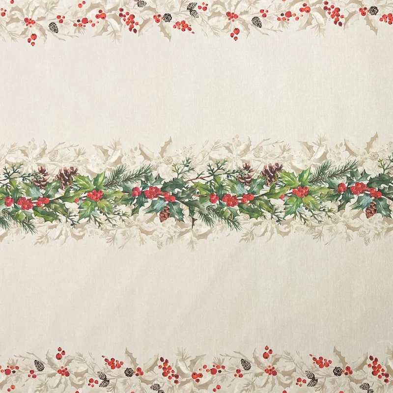 Jacquard Tischdecke aus beschichteter Baumwolle GLORIA Bordürenmuster Advent Weihnachten Tannenzapfen