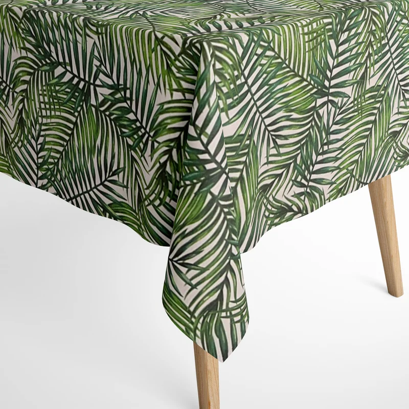 Jacquard Tischdecke aus beschichteter Baumwolle mit Fleckenschutz TAHITI Dschungel Palmen eckig rund oval